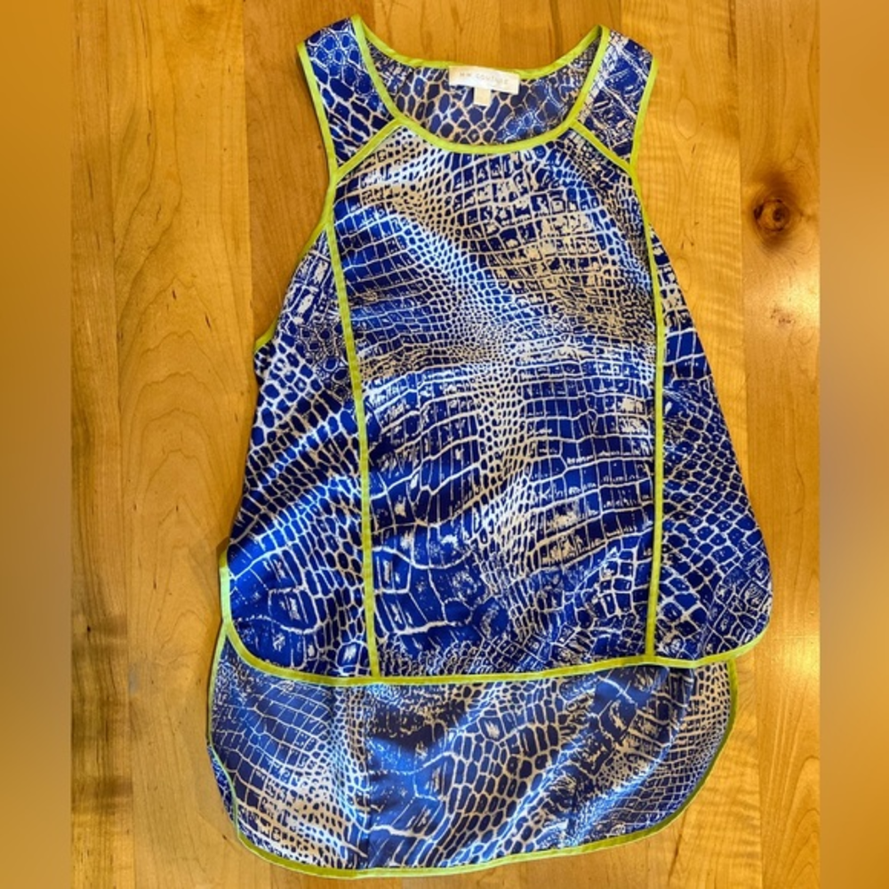 MM Couture Womens Hi-Low Tank Top Size S Blue Snakeskin‎ Scoop Neck Sleeveless